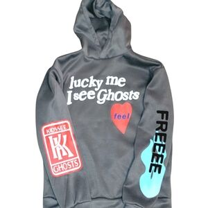 Kanye West X Kid Cudi Lucky Me I See Ghosts Hoodie Mens Sz Large Sweatshirt Gray